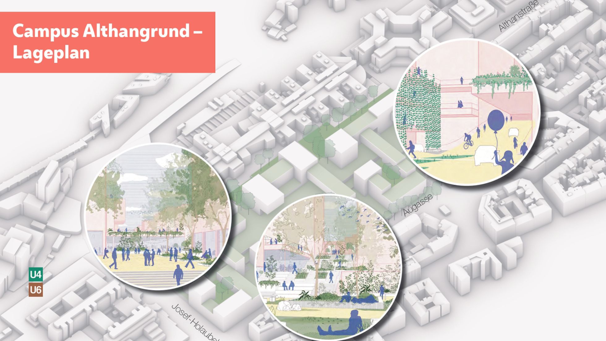 copyright: StudioVlayStreeruwitz ZT GmbH Plan mit durch Lupen hervorgehobenen Bereichen