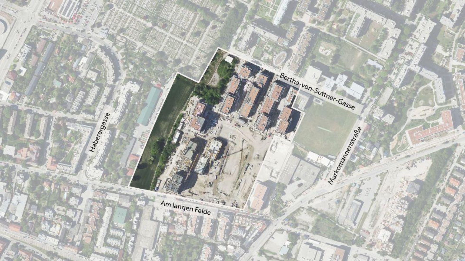 Luftbild mit Abgrenzung des Bearbeitungsgebiets