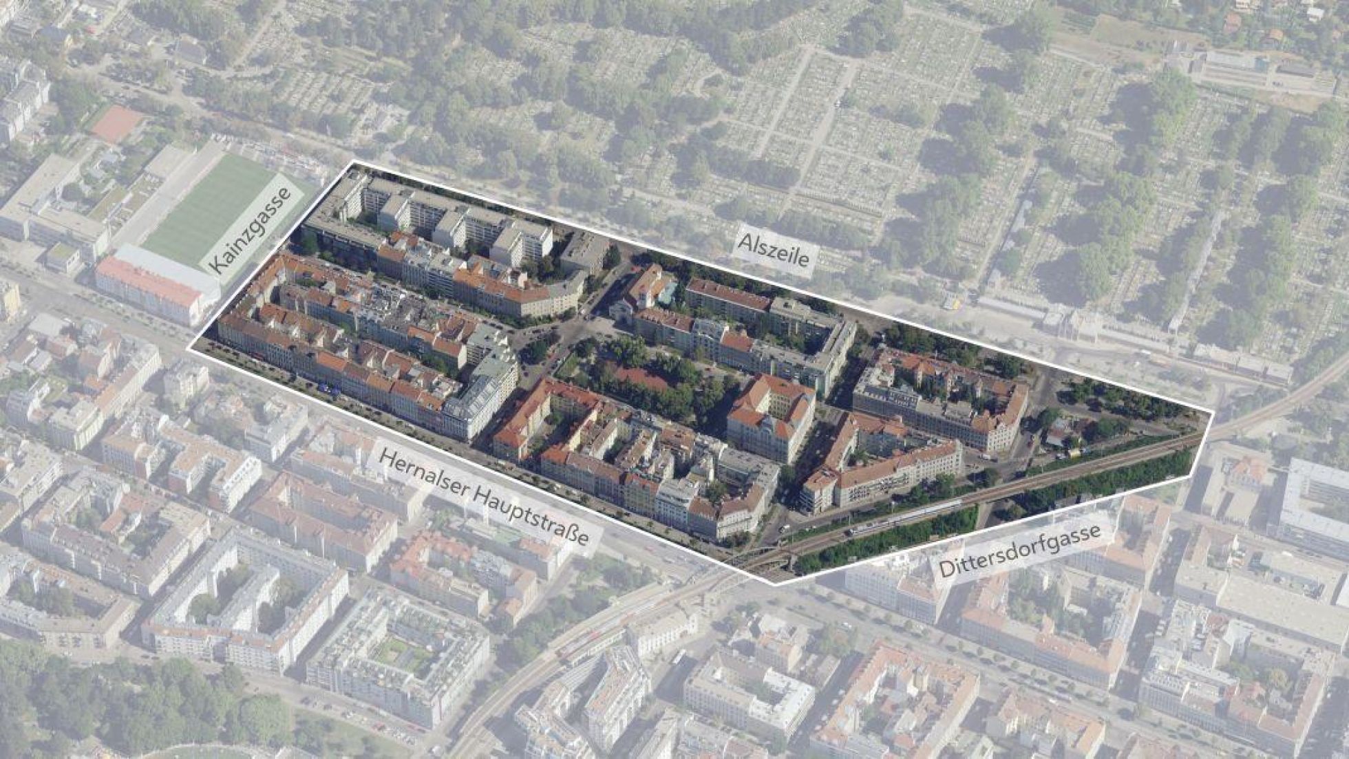 copyright: Stadt Wien/Stadtplan3D Schrägluftbild des Projektgebietes