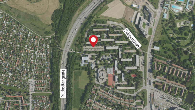 Luftbild mit Markierung