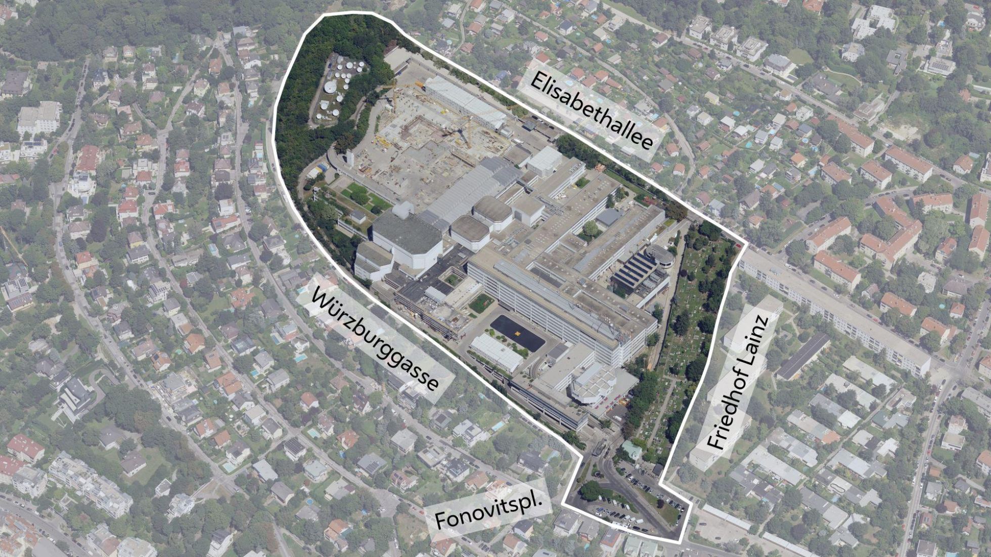 copyright: © Stadt Wien/Stadtplan3D Schrägluftbild mit Gebietsabgrenzung