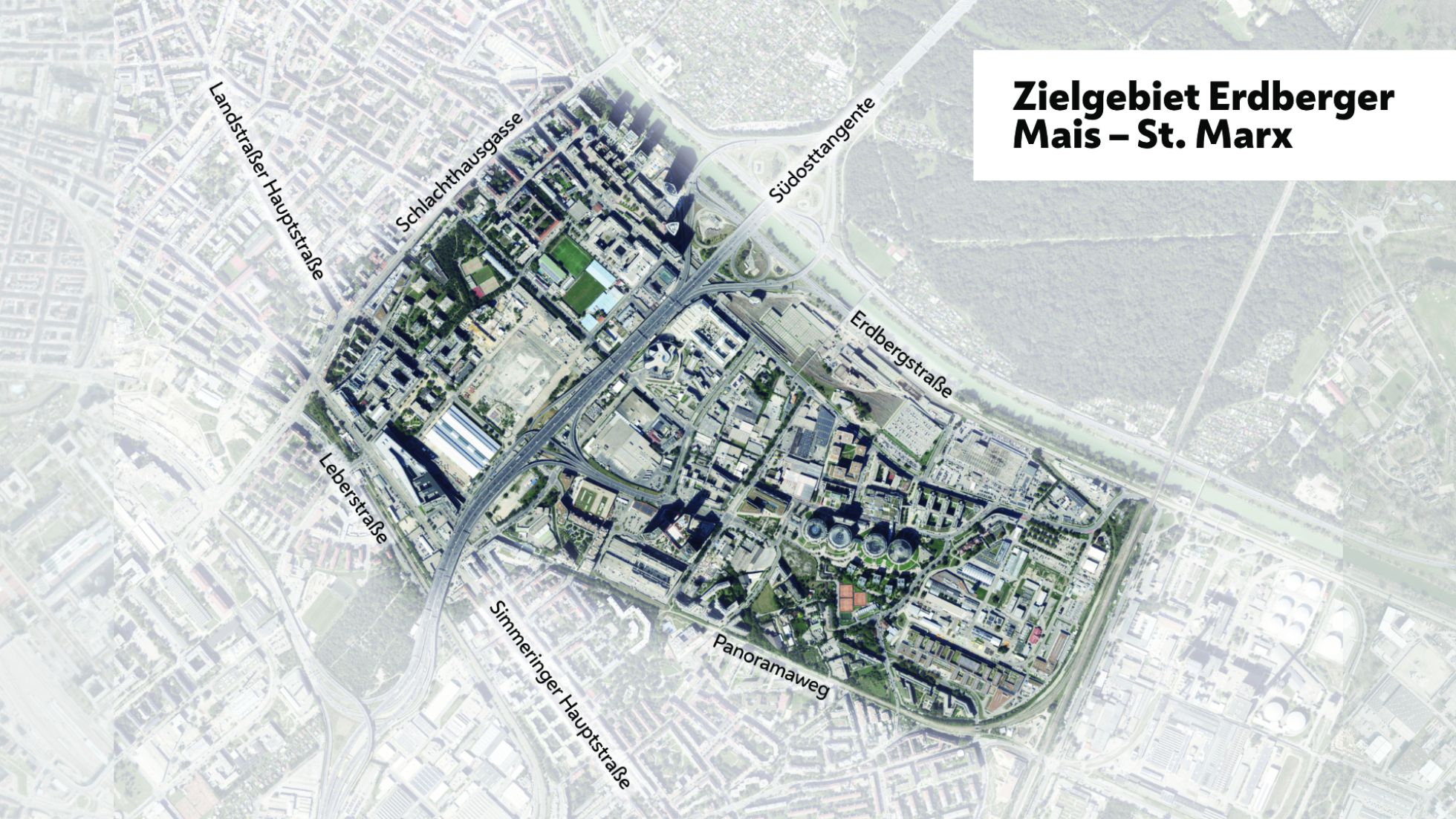copyright: Stadt Wien/ViennaGIS Luftansicht des Gebiets