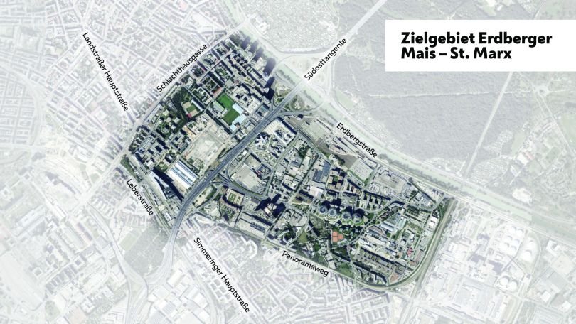 copyright: Stadt Wien/ViennaGIS Luftansicht des Gebiets
