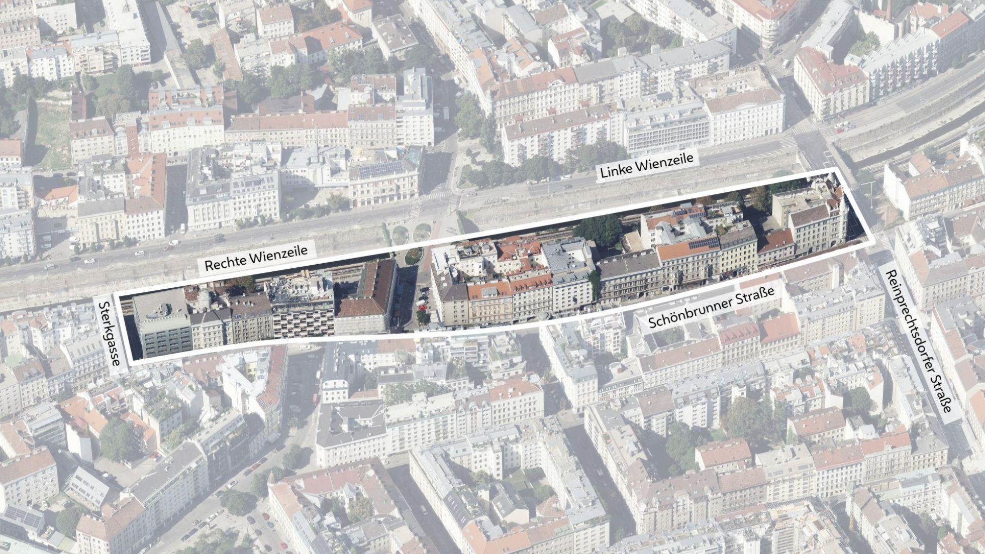 copyright: Stadt Wien/Stadtplan3D Schrägluftbild mit Gebietsabgrenzung