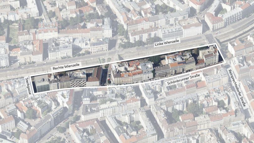 Schrägluftbild mit Gebietsabgrenzung