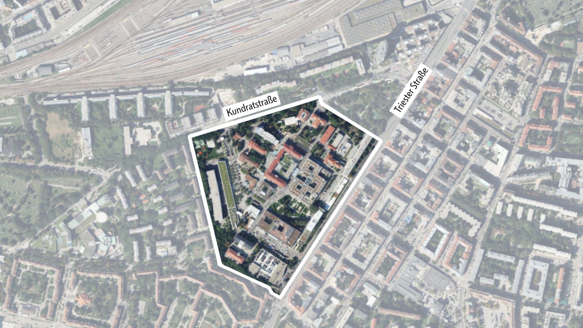 Stadtplanausschnitt mit Linie zur Gebietseingrenzung