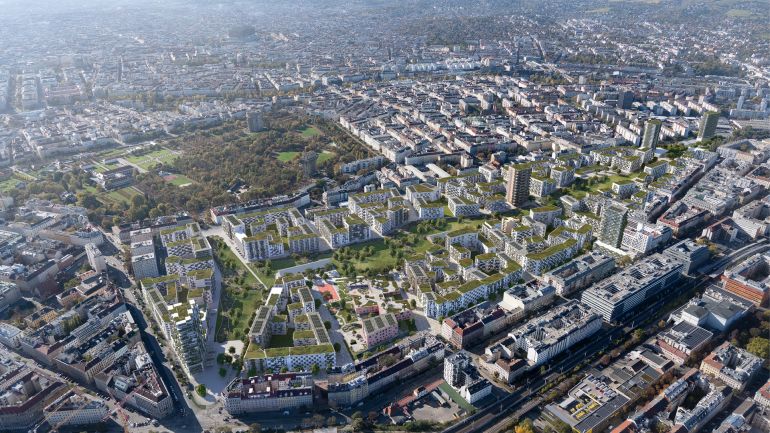copyright: ÖBB / januousekhavlicek.cz Luftbild auf das Stadtentwicklungsgebiet Nordwestbahnhof