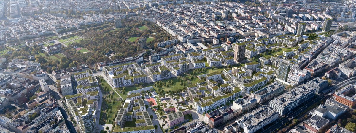 Luftbild auf das Stadtentwicklungsgebiet Nordwestbahnhof