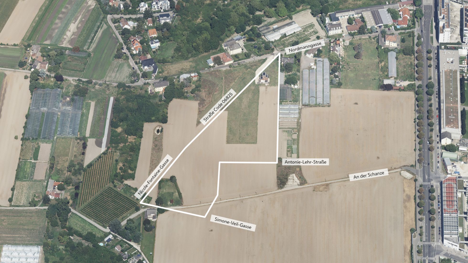 copyright: Stadt Wien/Stadtplan3D Schrägluftbild mit Gebietsabgrenzung