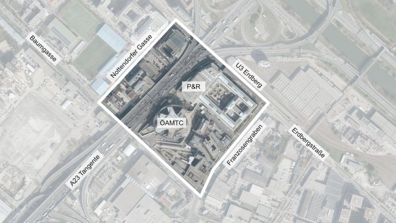 Luftbild mit Gebietsabgrenzung