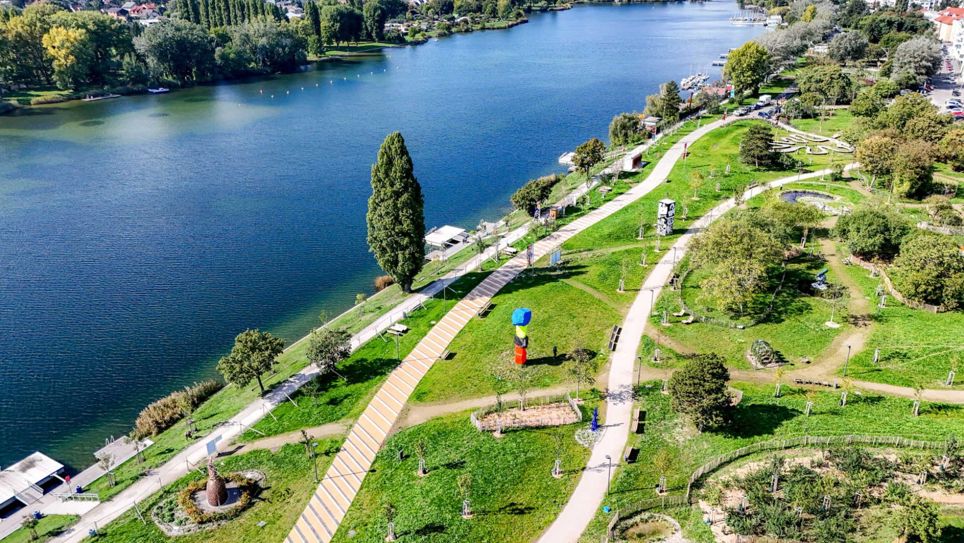 Park an der Donau, Ansicht von oben