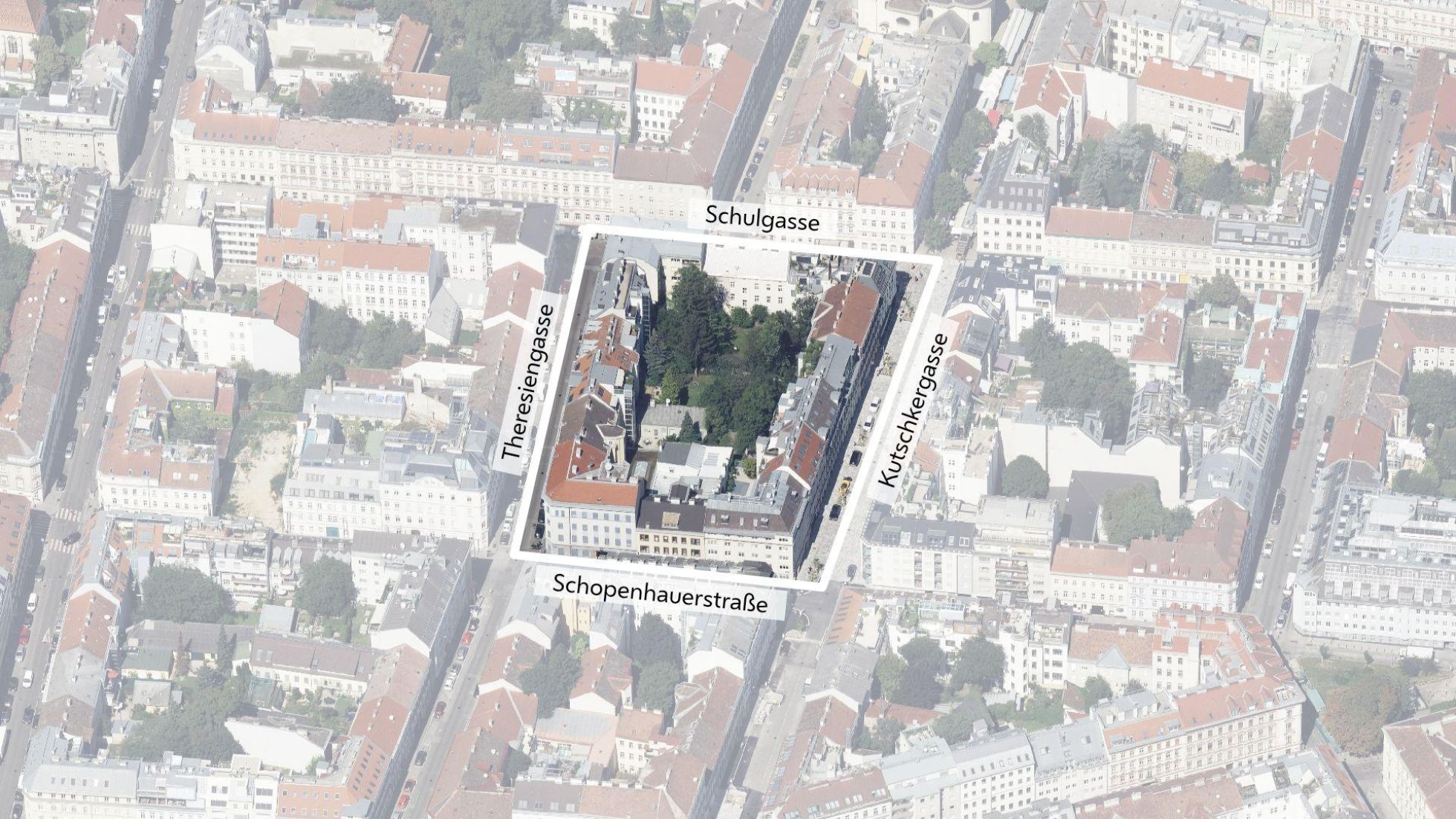 copyright: Stadt Wien/Stadtplan3D Schrägluftbild mit Gebietsabgrenzung