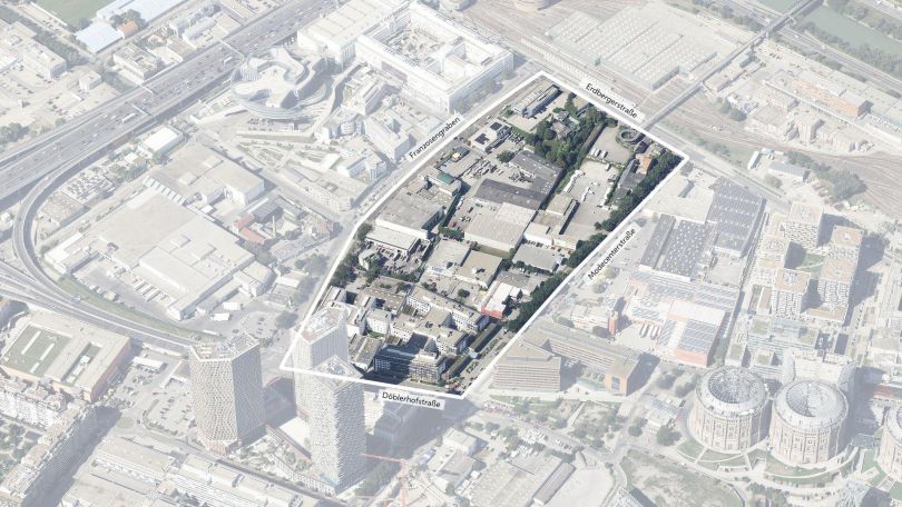 Stadtplanausschnitt mit Gebietsabgrenzung
