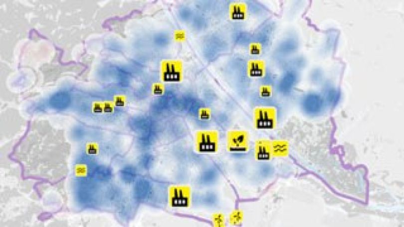 Ausschnitt aus dem wien.at-Stadtplan mit Energieerzeugungsanlagen