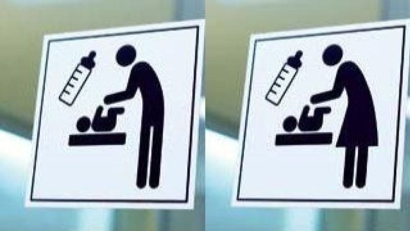 Symbole mit Frau und Mann für Wickelgelegenheit