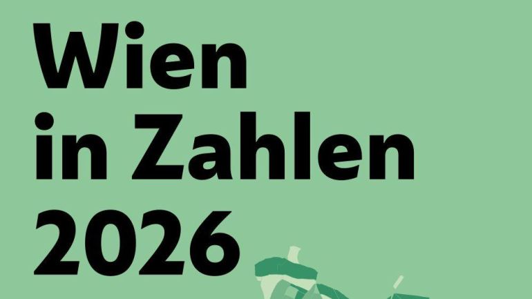 copyright: MA 23 Cover des Berichts mit schwarzer Schrift "Wien in Zahlen 2026" auf grünem Hintergrund.