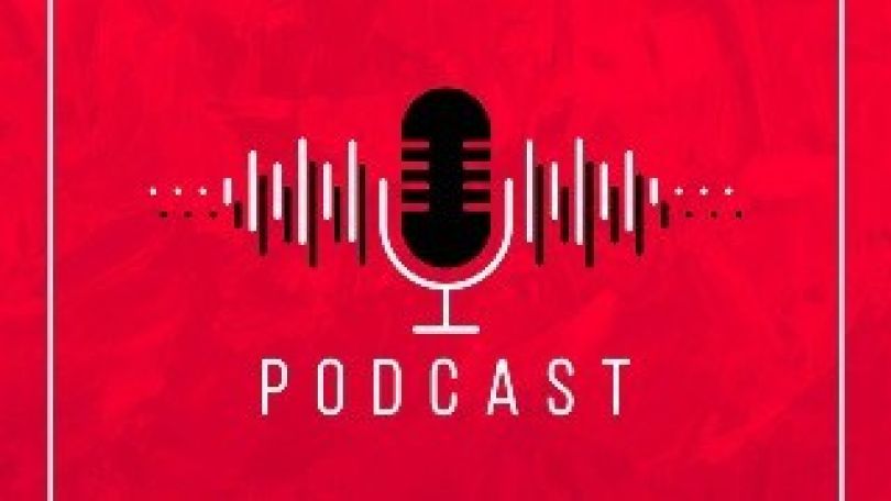 Podcast-Banner mit Mikrofon