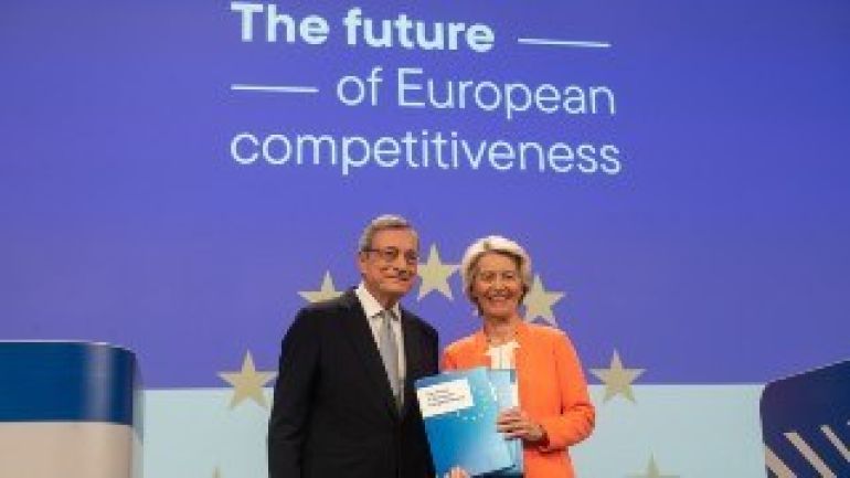 copyright: EC - Audiovisual Service / Aurore Martignoni Der frühere Präsident der EZB, Mario Draghi, und EU-Kommissionspräsidentin Ursula von der Leyen