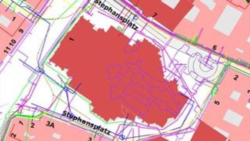 Auszug aus dem digitaler Zentraler Leitungskataster im Bereich Stephansplatz