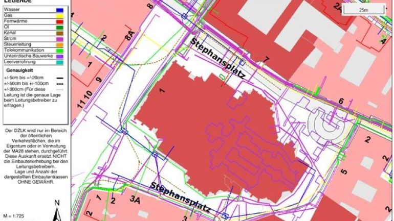 Digitaler Zentraler Leitungskataster - Auskunftsblatt Stephansplatz