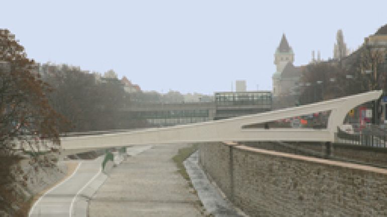 copyright: MA 29 - Wurscher Der neue Wienfluss-Radweg im Wiental mit Steg Astgasse-Fleschgasse