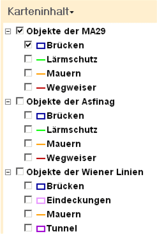 Der aufklappbare Karteninhalt