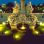Beleuchteter Brunnen vor dem Parlament bei Nacht