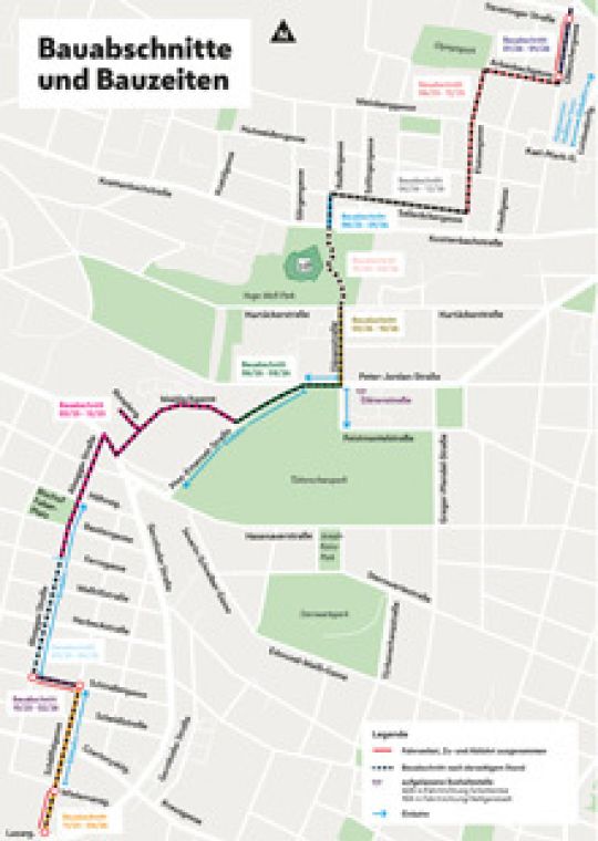 Plan mit eingezeichneten Bauabschnitten