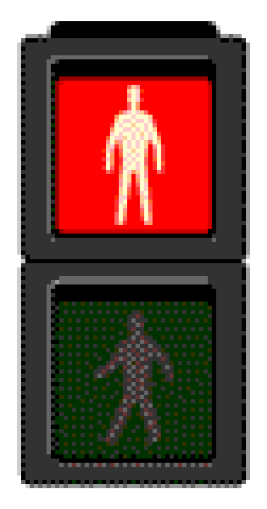 Animation von Fußgängersignalen: rot - grün