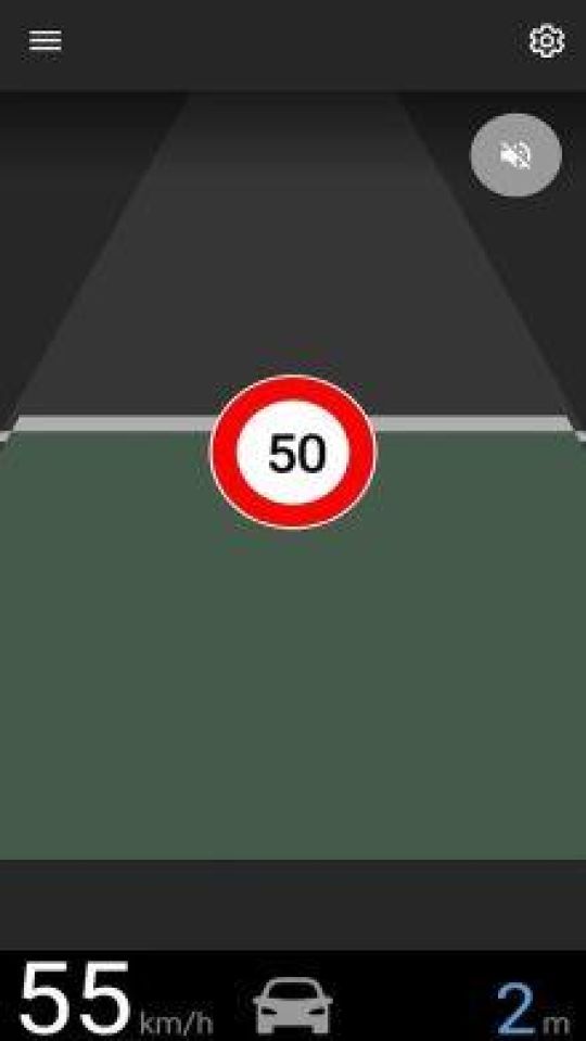 Visualisierung zeigt Fahrbahn mit Geschwindigkeitsbeschränkung von 50 Kilometern pro Stunde