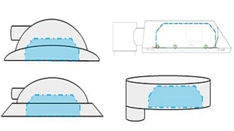 Schnittstelle der Standardleuchte in verschiedenen Leuchten-Gehäusen eingebaut