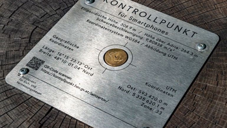 Informationstafel auf einer Baumscheibe