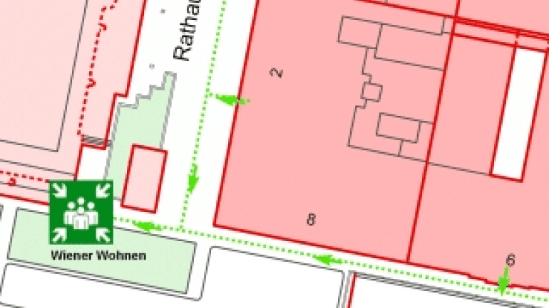 Beispiel für einen Sammelplatzplan auf Grundlage der Flächen-Mehrzweckkarte