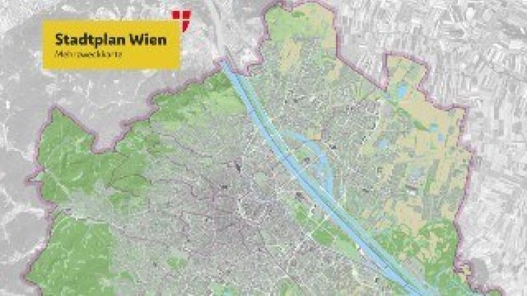 Wienübersicht mit grau eingefärbten Gebäuden