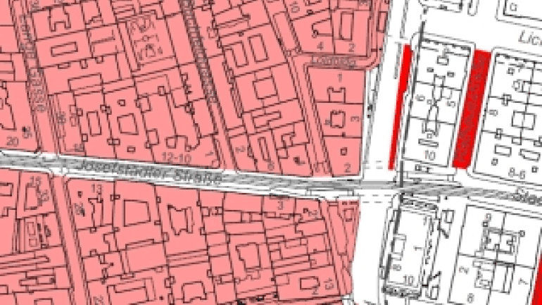 Beispiel für einen Parkpickerlplan auf Grundlage der Flächen-Mehrzweckkarte