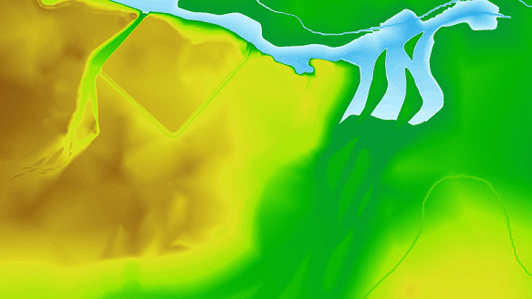 copyright: Stadtvermessung Wien Höhenkodierte Darstellung des historischen Geländemodells im Bereich des römischen Legionslagers Vindobona