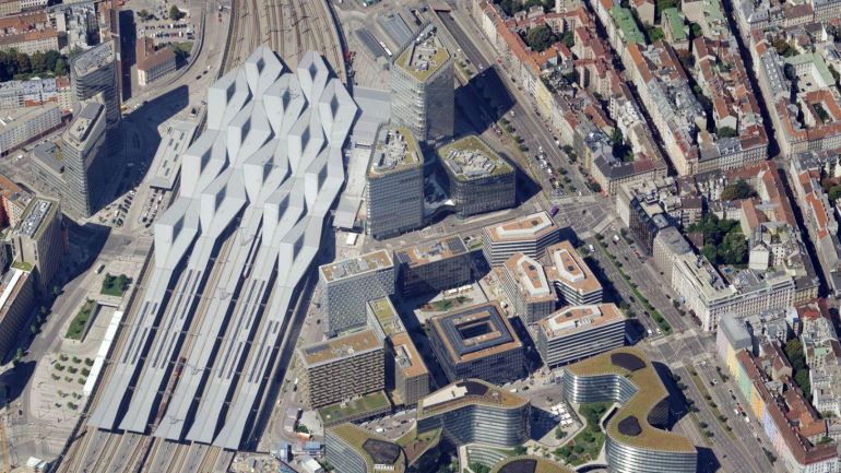 copyright: Stadtvermessung Wien Luftbild des Wiener Hauptbahnhofs
