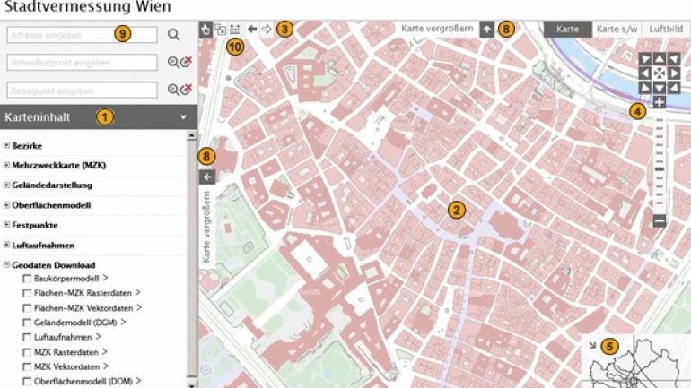 Startseitenausschnitt des Geodatenviewer