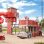 Feuerwehrspielgeräte auf einem Spielplatz - Turm, Rutsche, Fahrzeug