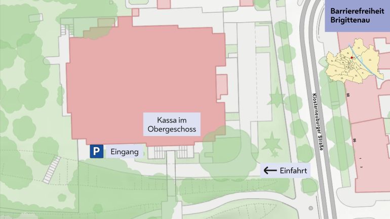 Übersichtsplan mit eingezeichneter Einfahrt