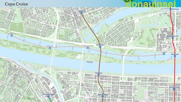 copyright: Wiener Gewässer (MA 45) Anlegestellen der Fähre Copa Cruise