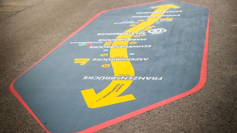 copyright: Stadt Wien / Christian Fürthner Bodenmarkierung des neuen Leitsystems am Donaukanal