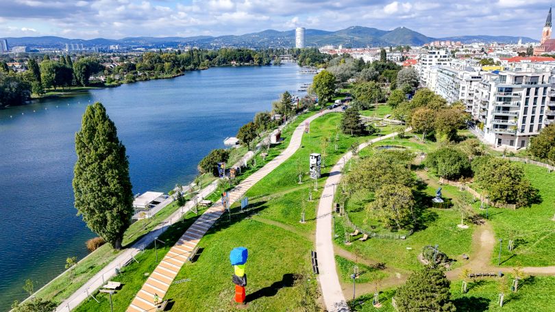 copyright: MA 45 / Christian Fürthner Luftaufnahme des Bank-Austria-Parks am Mühlschüttel