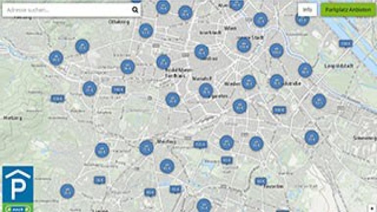 Screenshot der Wiener Parkplatzbörse