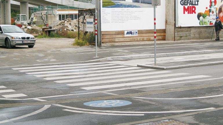 Baustellenausfahrt gegenüber U2-Station Donaumarina