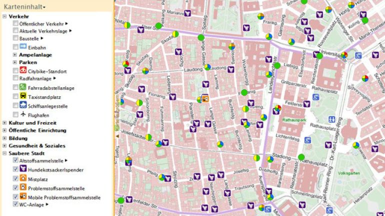 Stadtplan mit Piktogrammen