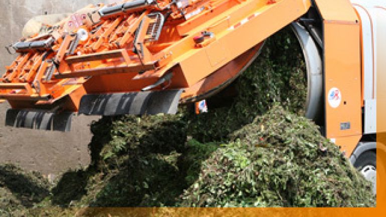 copyright: MA 48 Anlieferung von biogenen Abfällen mit einem Lkw