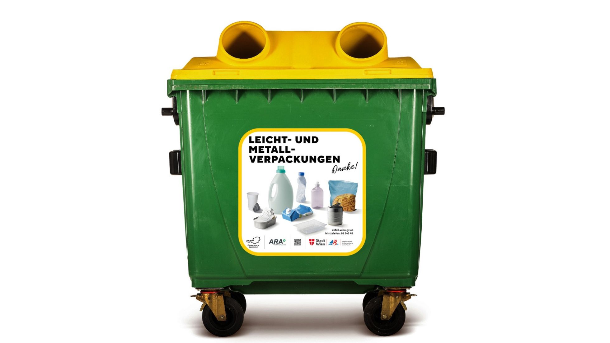 Behälter zur Sammlung von Leicht- und Metallverpackungen mit einem Fassungsvermögen von 770 Litern