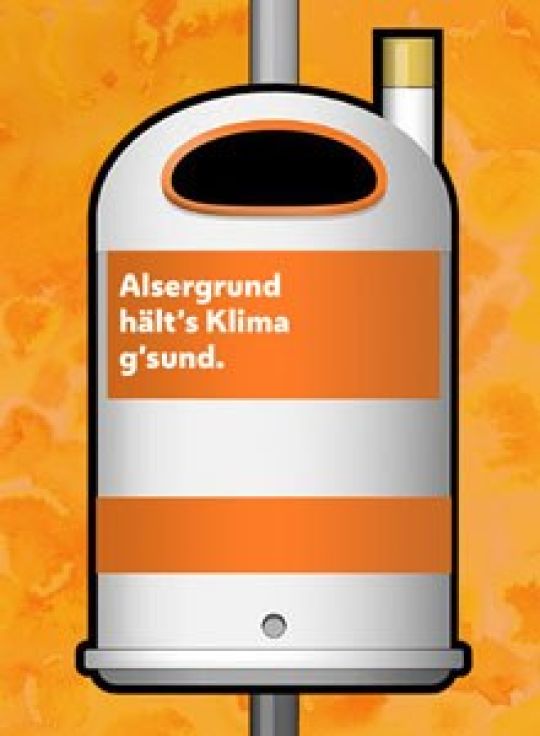 copyright: MA 48 Paperkorb mit dem Spruch "Alsergrund hält's Klima g'sund"