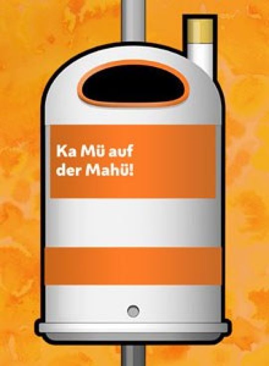 copyright: MA 48 Paperkorb mit dem Spruch "Ka Mü auf der Mahü"